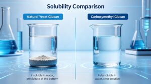 Natural vs carboxymethyl yeast beta glucan solubility comparison 
