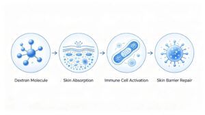  Carboxymethyl beta glucan skin repair working principle infographic 