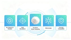 Core advantages infographic of high absorption Calcium L-Aspartate