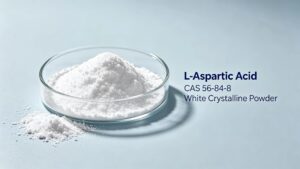 L-Aspartic Acid white crystalline powder in petri dish, food grade & pharma grade amino acid CAS 56-84-8 raw material