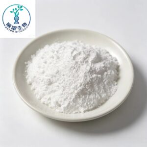 L-Glutamine white crystalline powder close-up detail, food and pharma grade amino acid raw material CAS 56-85-9