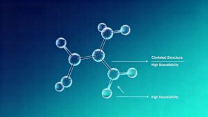 Molecular structure of Potassium L-Aspartate amino acid chelate, demonstrating high bioavailability 