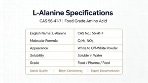 L-Alanine Complete Physicochemical Parameter Specification Sheet CAS 56-41-7