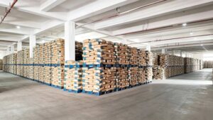 Mass stock of L-Citrulline raw materials in factory warehouse, bulk export packaging
