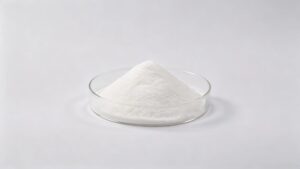 High purity L-Cysteine CAS 52-90-4 white crystalline powder, food grade and pharmaceutical grade amino acid raw material in glass specimen bottle, pure white background product shot