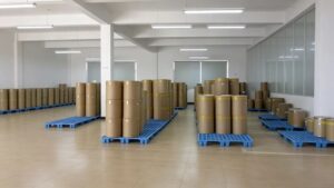 Warehouse storage of L-Histidine bulk package 25kg fiber drums, factory sufficient stock for export