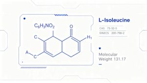 L-Isoleucine chemical molecular structure formula C6H13NO2 CAS73-32-5 essential branched chain amino acid BCAA