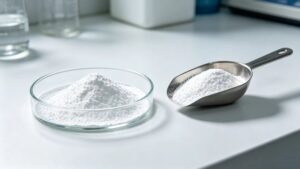 White crystalline L-Leucine powder CAS 61-90-5, high purity BCAA raw material factory supply, 16:9 industrial product shot