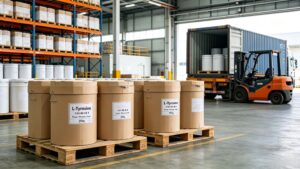 25kg neutral fiber drum packaging L-Tyrosine, factory warehouse bulk stock, full container export for global B2B raw material buyers