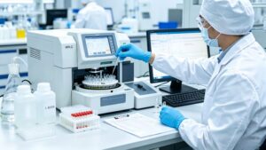 Factory laboratory HPLC quality inspection for L-Tyrosine raw material, batch purity test, COA and MSDS export documents support