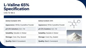  L-Valine 65% full technical spec sheet CAS72-18-4
