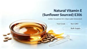 Deep amber liquid Natural Vitamin E(Sunflower Sourced) E306 tocopherol oil, clean label non-GMO antioxidant raw material for food, cosmetic and pet feed bulk factory supply