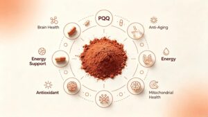 Applications of PQQ disodium salt in brain health, anti-aging and mitochondrial energy supplement formulas