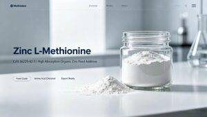 Zinc L-Methionine CAS 56329-42-1 white powder, feed grade amino acid chelated zinc raw material export banner