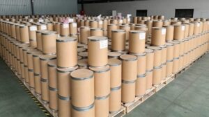 Bulk export paper drum packaging of 5-ALA Phosphate for ocean shipping, factory warehouse stock