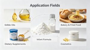 Application fields of Ascorbyl Palmitate: edible oils, bakery food, infant formula, dietary supplements, cosmetics