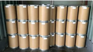 Bulk cardboard drum packaging of Benfotiamine powder, stable export inventory for global manufacturers