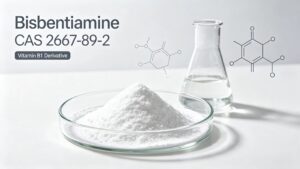 Bisbentiamine powder lab shot, alkali‑resistant anti‑thiaminase vitamin B1 derivative CAS 2667‑89‑2