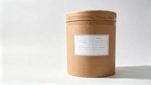 Export standard 25kg fiber drum packaging for Calcium HMB (HMB-Ca), moisture-proof sealed packing suitable for long-distance ocean shipping, bulk raw material package