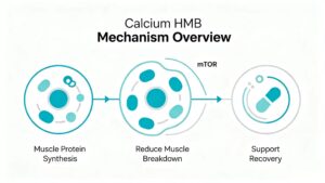 Calcium HMB (HMB-Ca) application for sports muscle recovery and elderly muscle health dietary supplement formulas