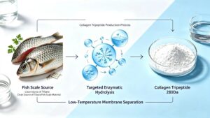 Collagen Tripeptide production process, fish scale raw material, targeted enzymatic hydrolysis and low-temperature membrane separation