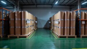 Warehouse storage of Collagen Tripeptide, 25kg fiber drum bulk supply for global buyers
