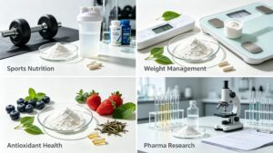 Creatine Pyruvate application fields: sports nutrition, weight management, antioxidant supplements, pharmaceutical research