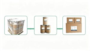 Whole export packaging solution for Magnesium Alpha Ketoglutarate Mg-AKG CAS 42083-41-0, pallet bulk package, fiber drum and carton box for global shipping