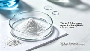 Vitamin E Polyethylene Glycol Succinate TPGS CAS 9002-96-4 USP grade fine white pharmaceutical powder, high purity solubilizer for targeted drug formulations