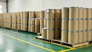  Bulk stock of rice peptide paper drums in warehouse, large‑quantity export supply 

